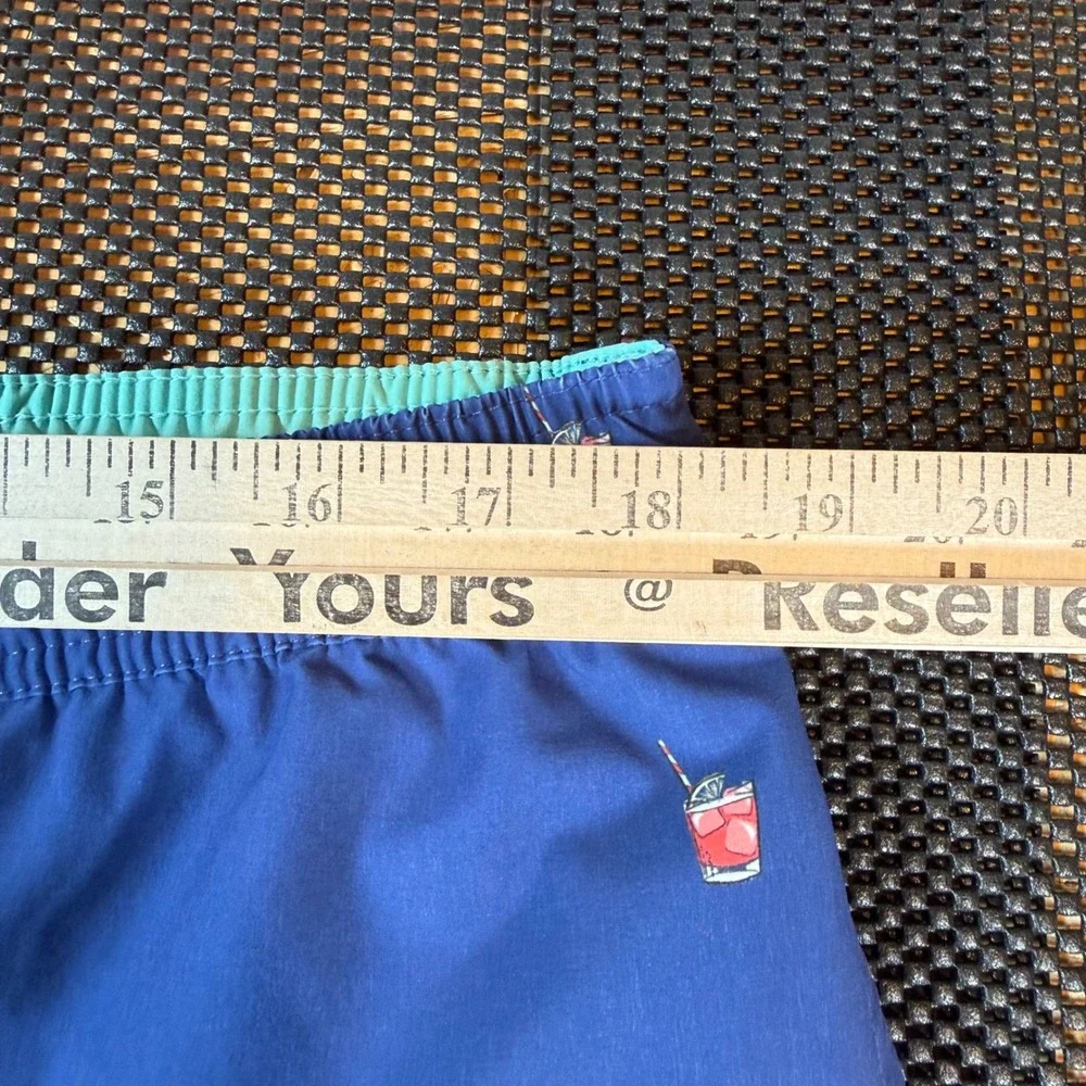 Bonobos Riviera Swim Trunks Men Large Blue Cocktail Drink Print 7 Inch Inseam